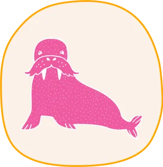 Tecknad rosa valross